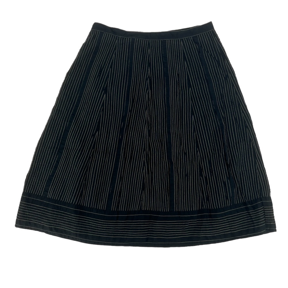 Banana Republic Black Gold Striped Pleated Full Lined Skirt Size 6 Women’s